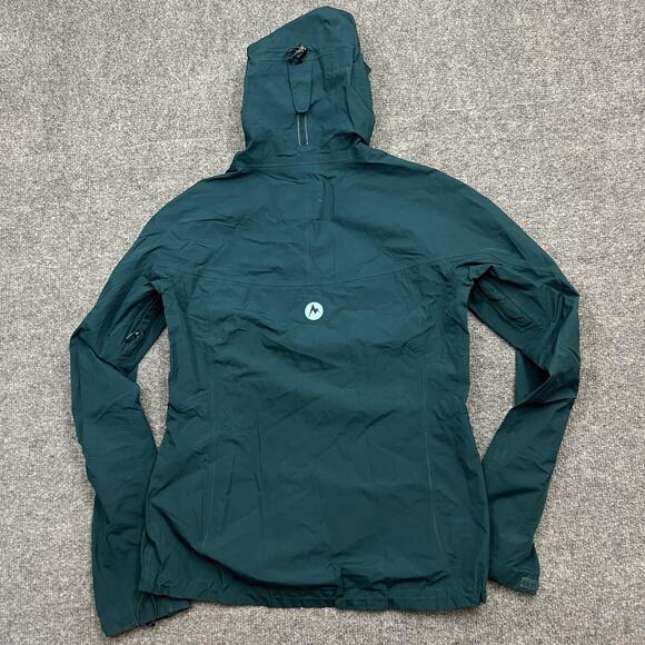 Marmot Jacket Womens XS Green Gore Tex Hooded Waterproof Shell Rain Coat Outdoor - Picture 6 of 11